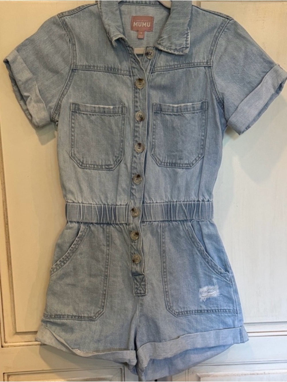 Show Me Your Mumu Light Wash Denim Romper